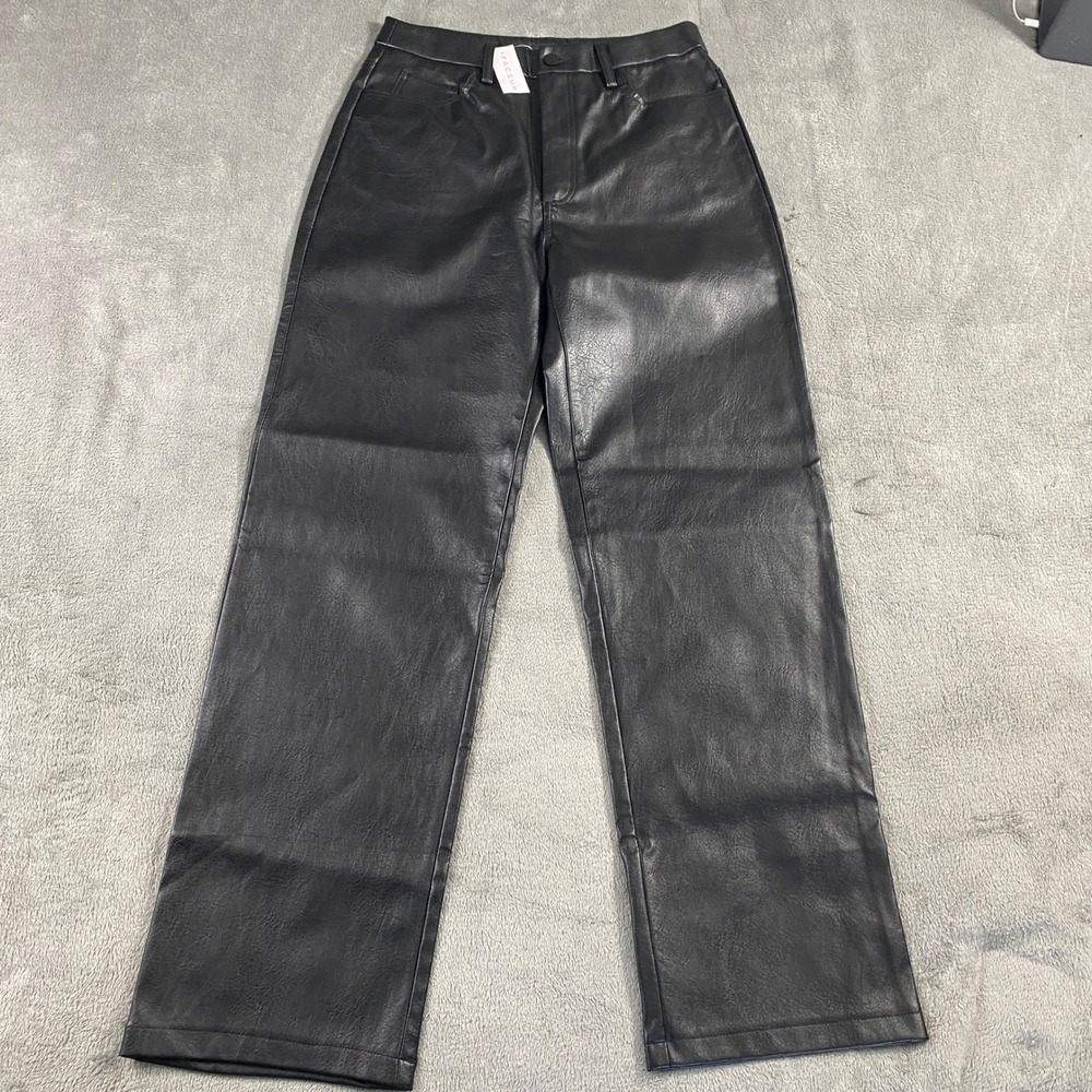PacSun Faux Leather Pants Womens L Black Edikted Straight Leg High Rise Goth